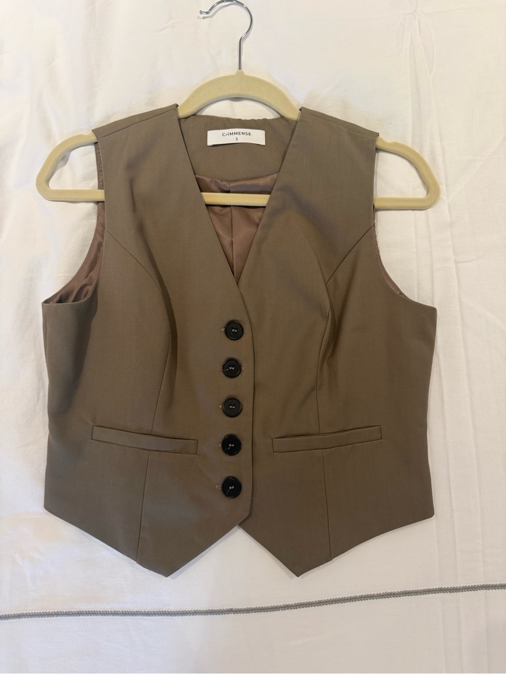 Commense Women's Tailored Vest in Olive - Picture 2 of 5